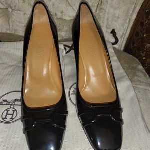 Authentic Hermes black high heeled shoes